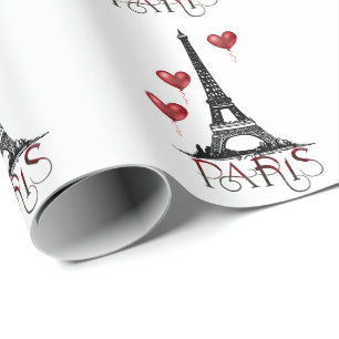 Paris, Eiffelturm und rote Ballons schön Geschenkpapier