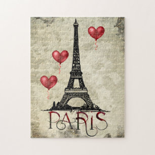 Paris, Eiffelturm und rote Herzballons Skript