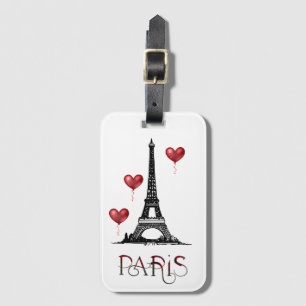 Paris, Eiffelturm und Rotes Herz Gepäckanhänger