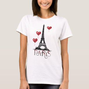 Paris, Eiffelturm und Rotes Herz T-Shirt