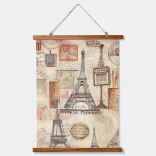 Paris Eiffelturm Vintage Antik Wandteppich Mit Holzrahmen