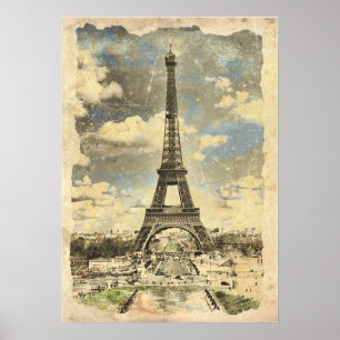 Paris - Eiffelturm - Vintage-inspirierte Kunst Poster