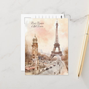 Paris Eiffelturm Vintage Wasserfarbe Reise Postkarte