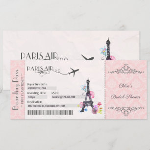 Paris Einladung, Bordkarte Einladung, Hochzeitsein Einladung