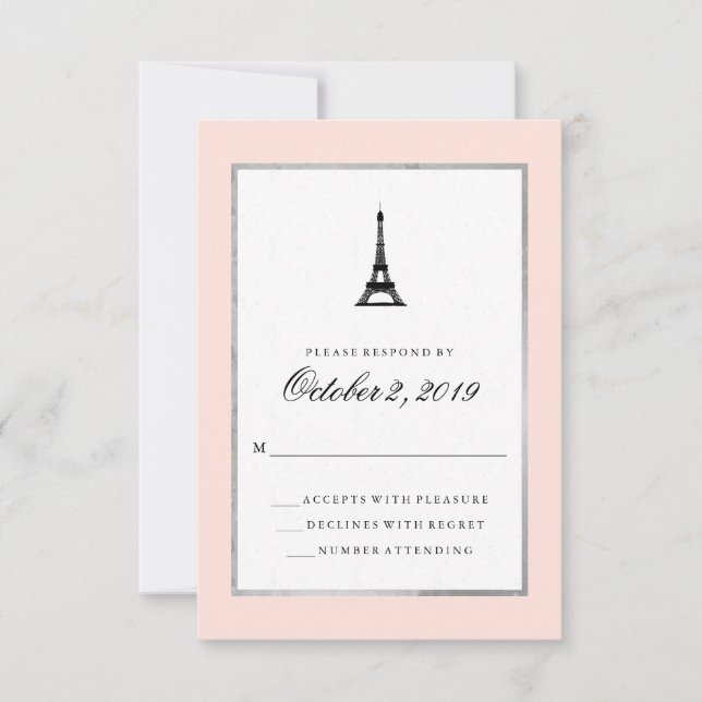 Paris Elegance Blush Pink Silver et Black RSVP (Devant)