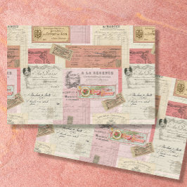 Paris Ephemera Französisch Vintag Pink Beige Decou Seidenpapier