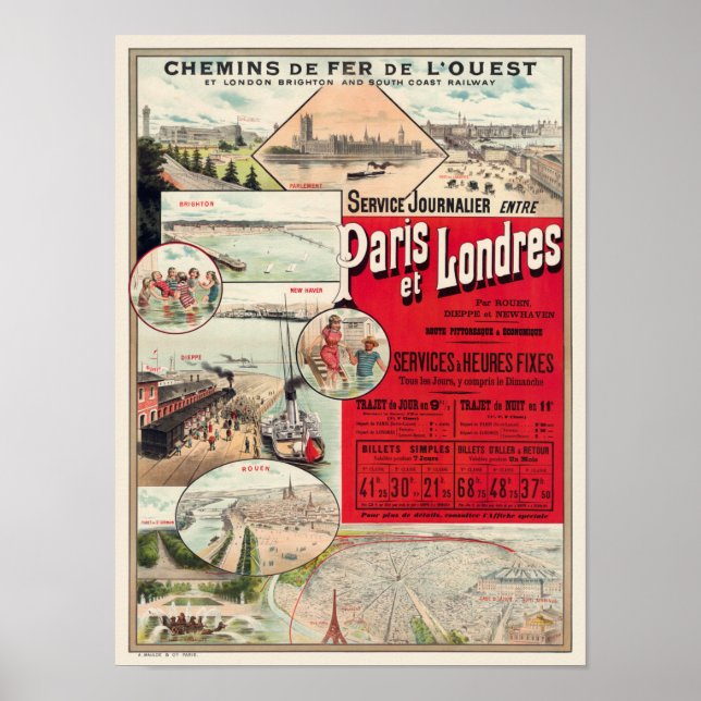 Paris et Londres Poster vintage 1890 (Devant)