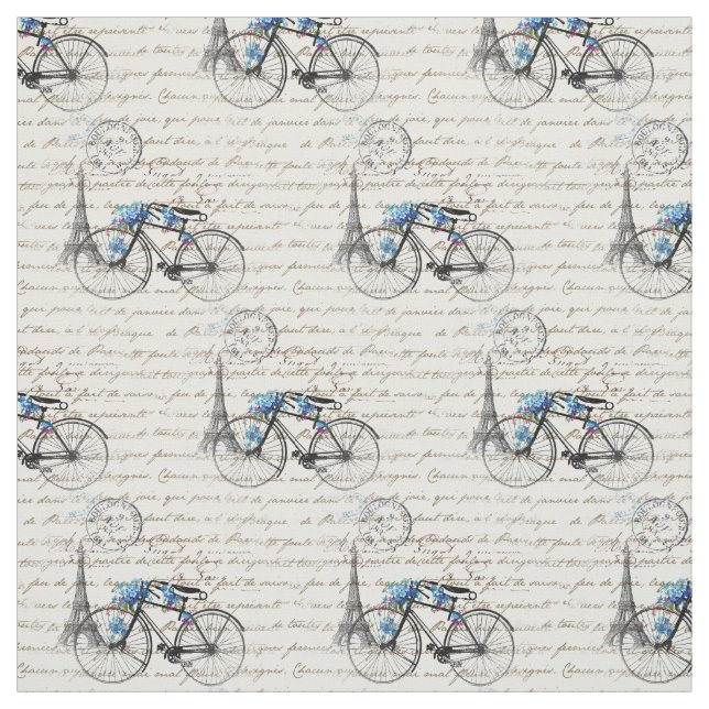 Paris-Fahrrad Forgetmenot Gewebe Stoff (Muster)