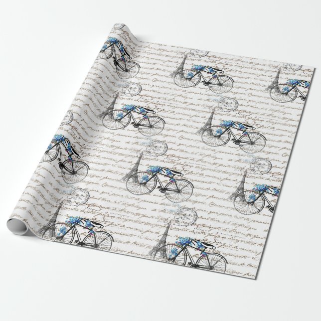 Paris-Fahrrad Forgetmenot Packpapier (Ungerollt)