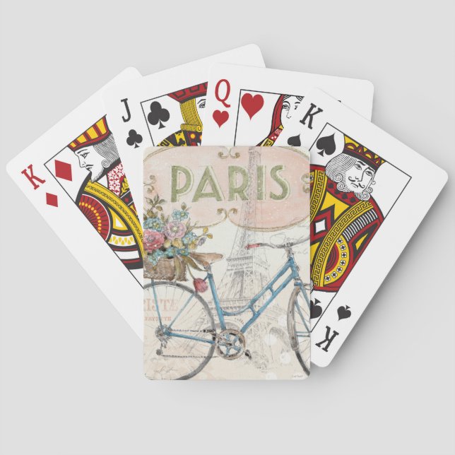 Paris-Fahrrad mit Blumen Spielkarten (Rückseite)