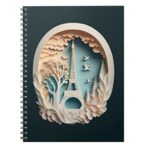 Paris Faux Papercut Style Carnet photo spirale