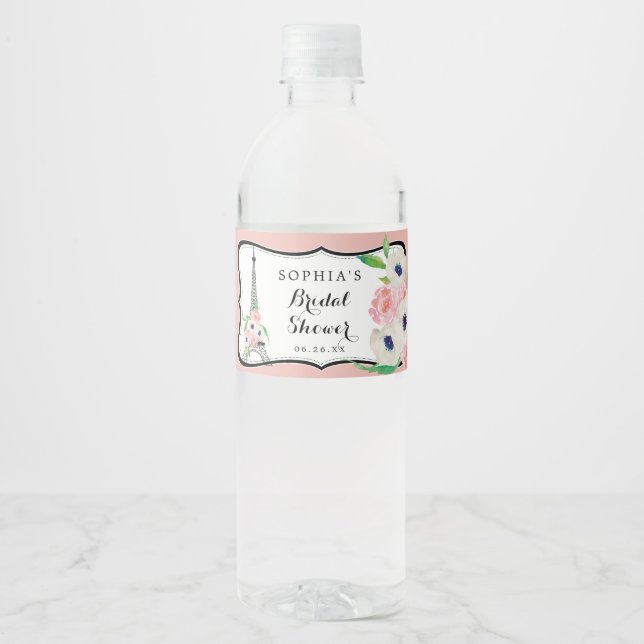 Paris Fête des mariées bouteille d'eau Étiquettes (Devant)