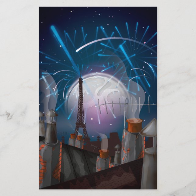 Paris Fireworks Briefpapier (Vorderseite)