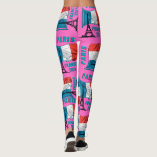 Paris Flag Eiffel Tower Leggings Paris Frankreich 