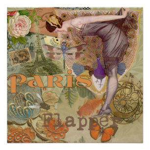 Paris Flapper Art Deco Vintag Poster