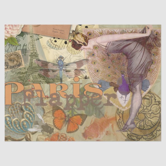 Paris Flapper Art Deco Vintag Seidenpapier (Vorderseite)