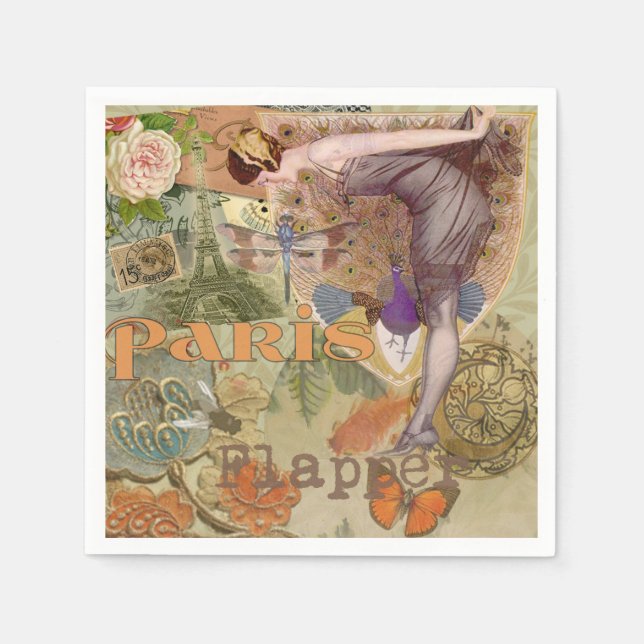 Paris Flapper Art Deco Vintag Serviette (Vorderseite)