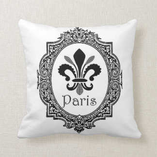 Paris Fleur Di Lis schwarzes u. weißes Kissen