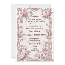 Paris Floral Elegant Rosa Eiffelturm Abschlussfeie