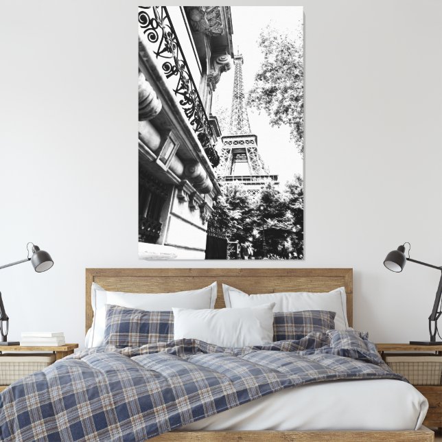 Paris Fotografy Decor in Schwarz und Weiß Leinwanddruck (Insitu (Schlafzimmer))