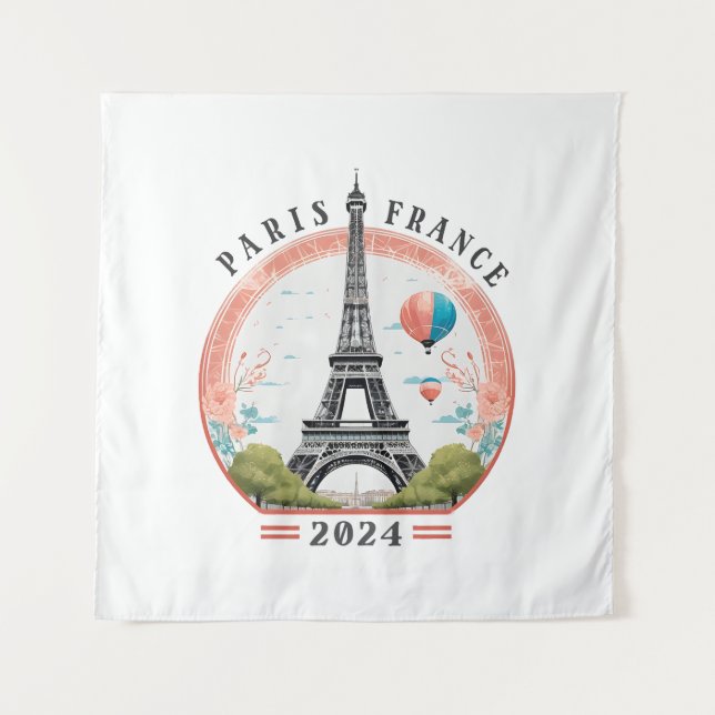 Paris France 2024 Tapestrys, Eiffelturm Wandteppich (Vorderseite)