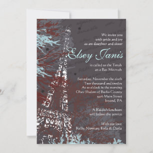 PARIS FRANCE Bar Bat mitzvah Invitation