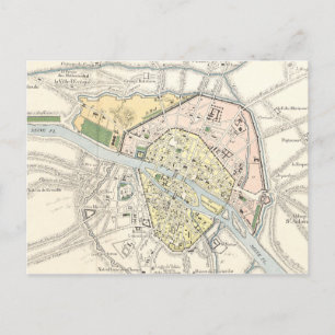 Paris, France : Carte historique, Vintage
