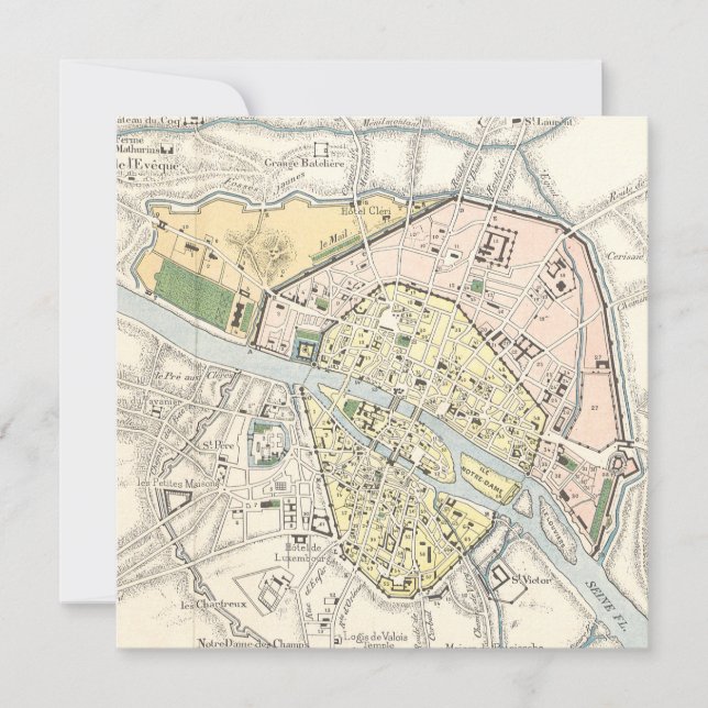 Paris, France : Carte historique, Vintage (Devant)