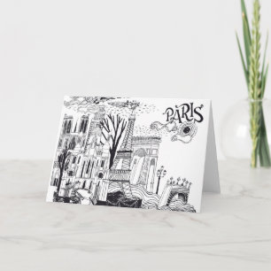 Paris France Doodle Karte