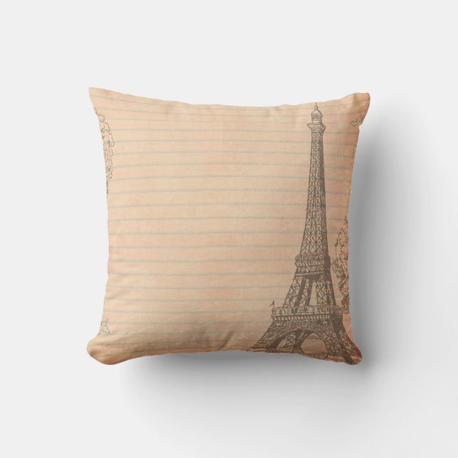 Paris France Eiffel Monogram Couch Pillow Kissen (Vorderseite)
