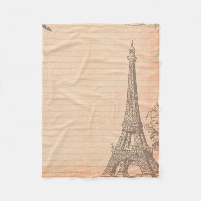 Paris France Eiffel Tour Shabby Couverture en pola (Devant)