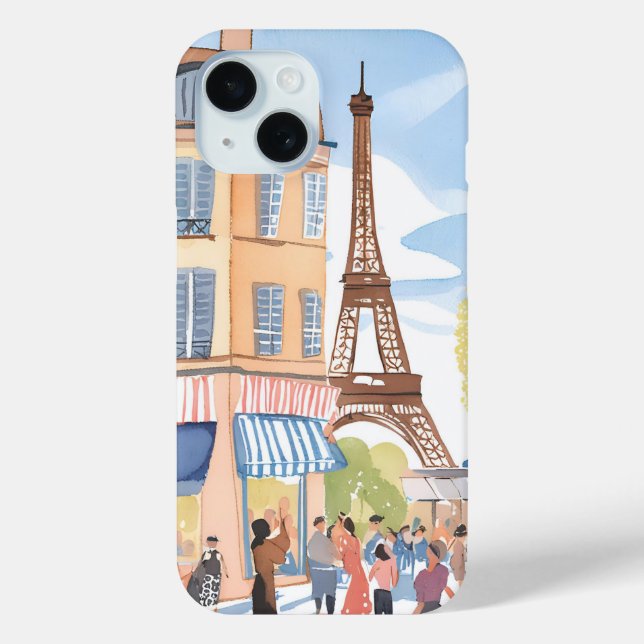 Paris France Eiffel Tower | Aquarell Europa Case-Mate iPhone Hülle (Rückseite)