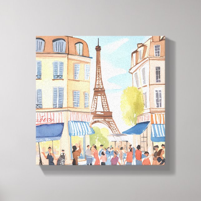 Paris France Eiffel Tower | Aquarell Europa Leinwanddruck (Vorderseite)