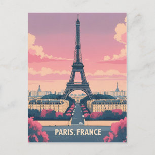 Paris France Eiffel Tower_ City Skyline Postkarte