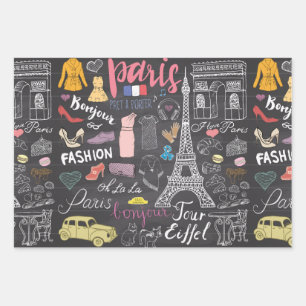 Paris France Eiffel Tower Geschenkpapier Set