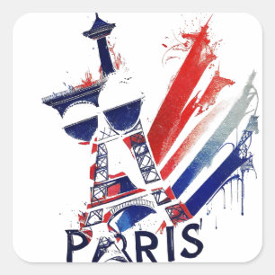 Paris France Eiffel Tower Gift Quadratischer Aufkleber