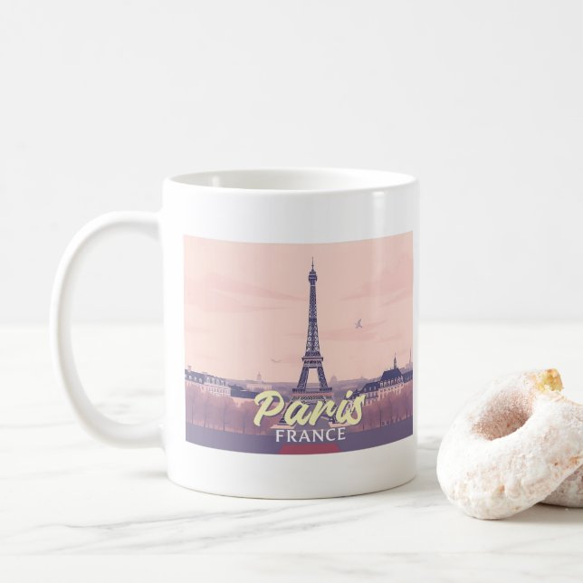 Paris France Eiffel Tower Pastel Travel Design Kaffeetasse (Mit Donut)
