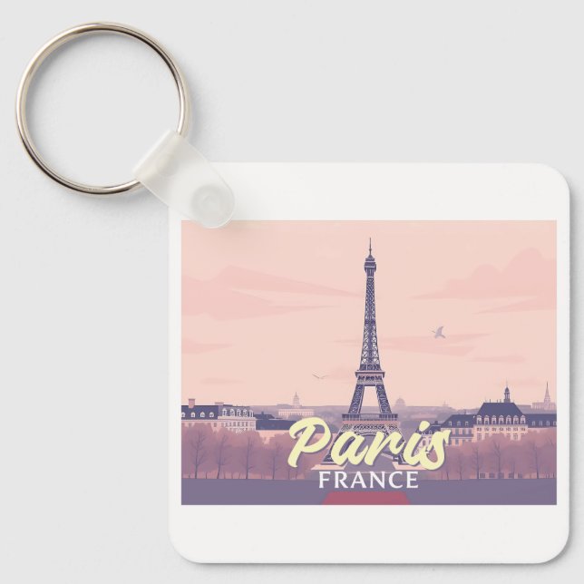Paris France Eiffel Tower Pastel Travel Design Schlüsselanhänger (Vorderseite)