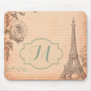 Paris France Eiffel Tower Shabb Monogram Mouse Pad Mousepad