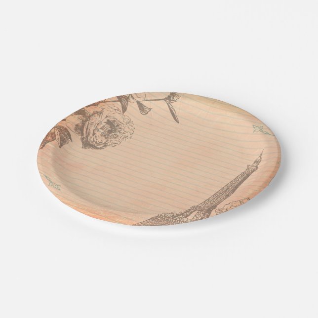 Paris France Eiffel Tower Shabby Chic Paper Teller (Schrägansicht)