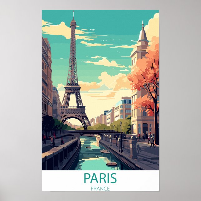 Paris France, Eiffel Tower Travel Wall Poster (Devant)