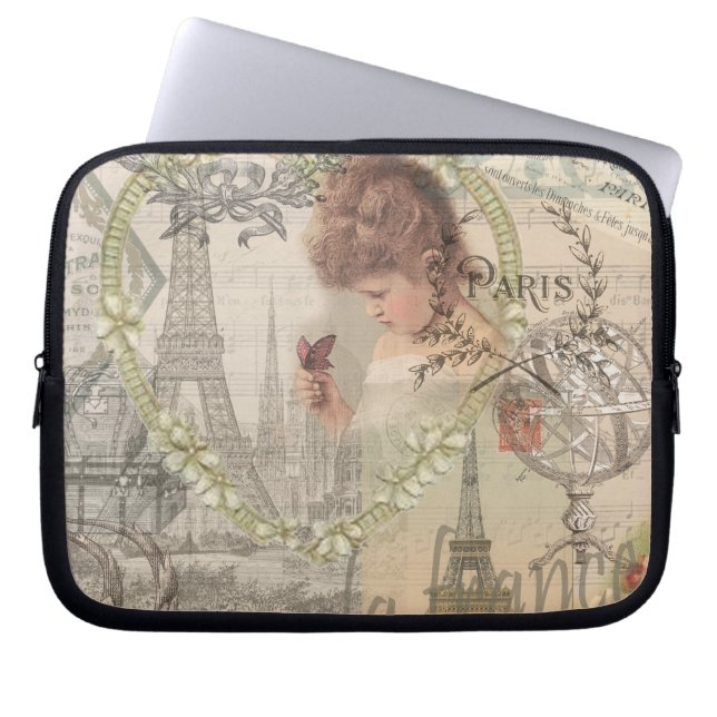 Paris France Hübsch Girl Eiffel Laptopschutzhülle (Vorderseite)