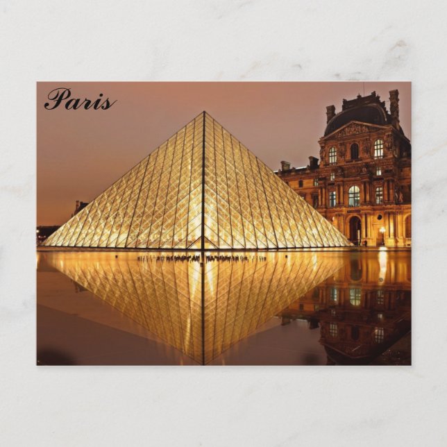 Paris France Louvre Museum Pyramid Foto Postkarte (Vorderseite)