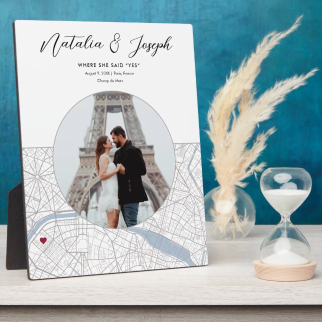 Paris France Map Wedding Verlobung Foto Gift Fotoplatte (Seite)