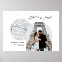 Paris France Map Wedding Verlobung Foto Gift