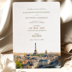 Paris France Mariage de Rêve Aquarelle Invitation