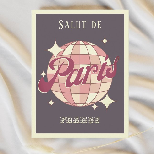 Paris France Retro Vintage lila Postkarte (Von Creator hochgeladen)