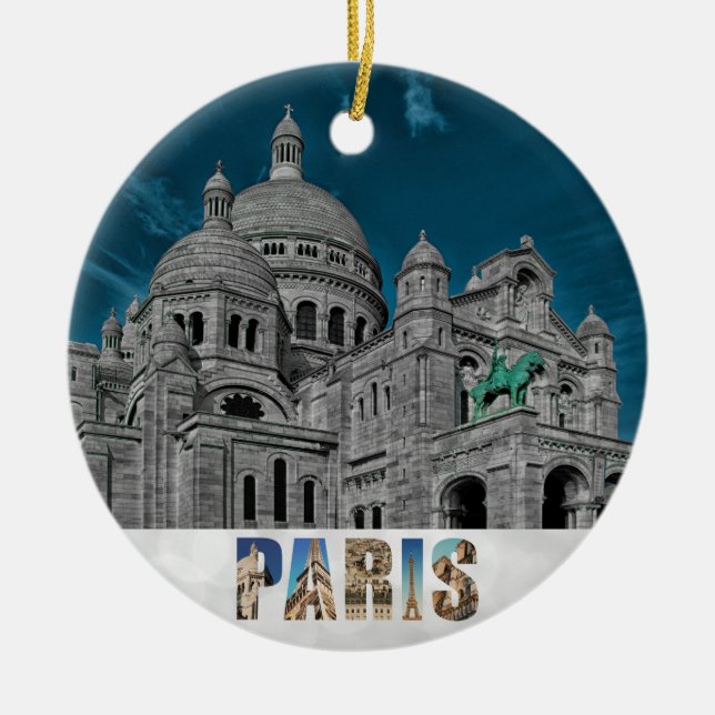 Paris France Sacre Coeur Christmas Keramik Ornament (Vorne)