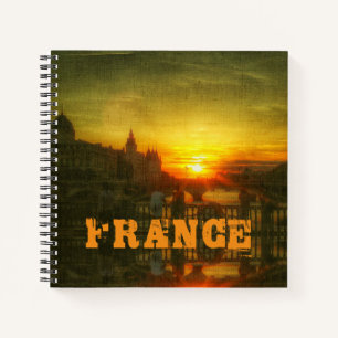Paris France Seine Sunset Architecture Notizbuch