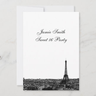 Paris France Skyline #1 BW Sweet 16 V Einladung